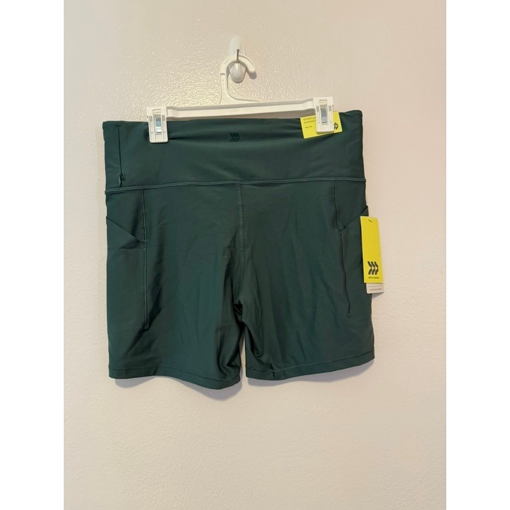 All In Motion Womens Effortless Support Bike Shorts Dark Green XL 6in Inseam NWT - Picture 3 of 5